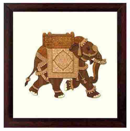 Wooden Wall Hangings Framed - Elephant - 8" X 8"