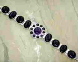 Incredible Amethyst And 925 Silver Bracelet