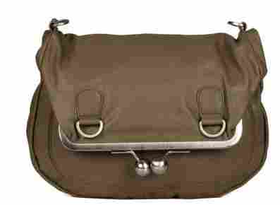 Leather Bag With Clasp Closure (Taupe)