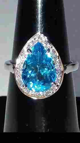 Silver Swiss Blue Topaz Ring