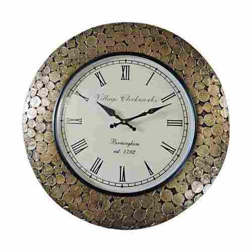 Decorative Wooden Coin Design Wall Clock