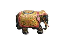 Wooden Elephant With Embossed Painted