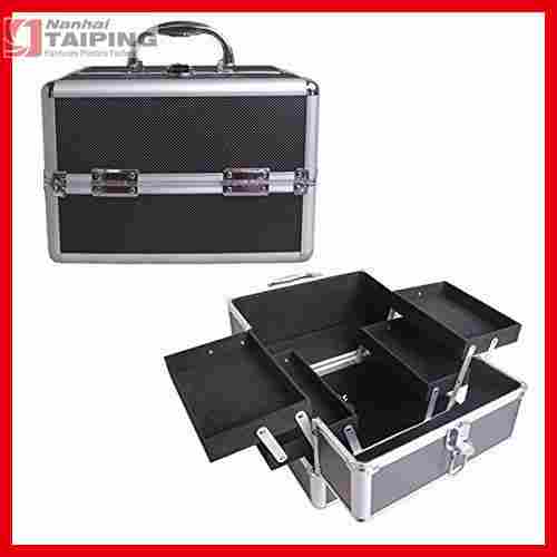 Aluminum Rolling Makeup Case With Lights Nylon Makeup Trolley Case