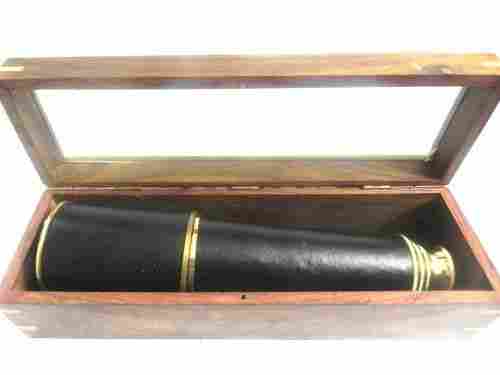 Brass Leather Telescopes With Box (32 inches)