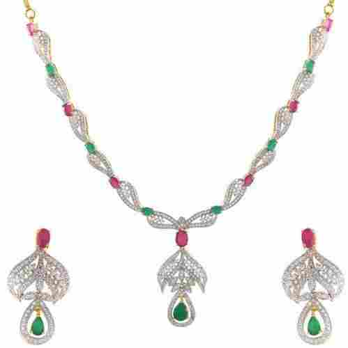 Sia Ruby Green Stone Ad Necklace Set
