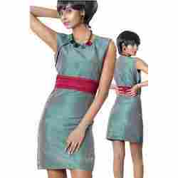 Asymmetrical Pleated Ladies Casual Dress