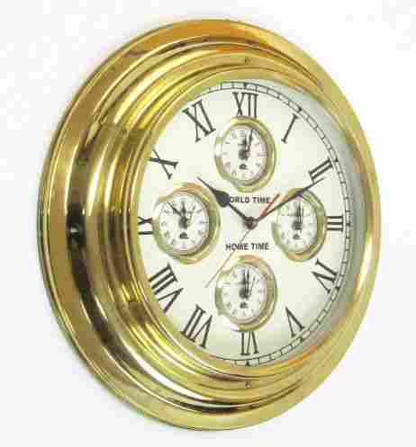 16" World Time Clock (Nickel Finish)