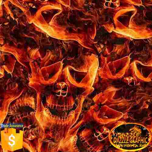 OutletDAZZLE Skull Flame No.DGDB8018 Width 0.5M Water Transfer Printing Film