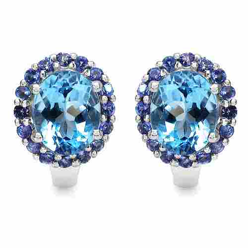 Blue Topaz and Tanzanite .925 Sterling Silver Earrings