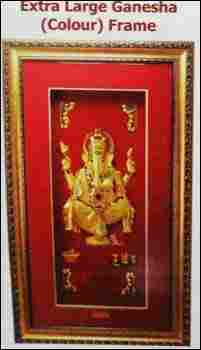 Extra Large Ganesha (Colour) Golden Frame