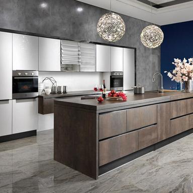 Stately Spain Sintered Rock And Acrylic Kitchen Cabinet (OP14-068)
