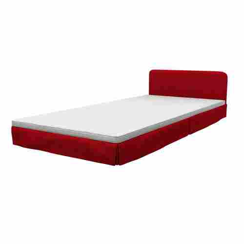 Zen Single Bed with Headboard, Red Cover and Foam Mattress