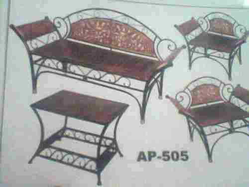 Wrought Iron Wooden Sofa Chair Table