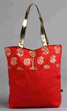 Red Color Printed Canvas Bag (Meenakshi)