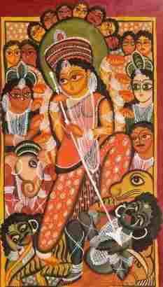 Durga Kalighat Painting