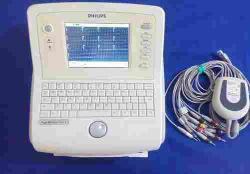 Philips Page White Trim ll ECG Machine with 12 Lead ECG Cam With Aligator Clips
