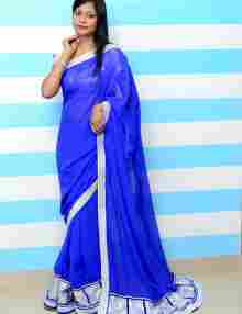 Royal Blue Chiffon Saree