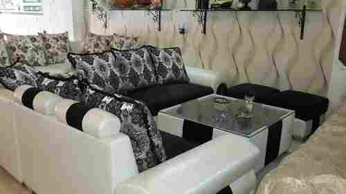 Stylish Sofa Set With Center Table And Puffy