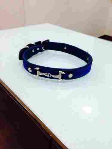 Blue Color Leather Dog Collar