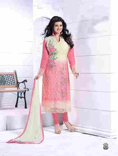 Thankar Off White And Pink Heavy Embroidery Straight Suit