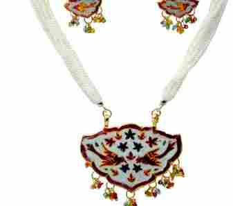White Meenakari Fancy Brass Necklace