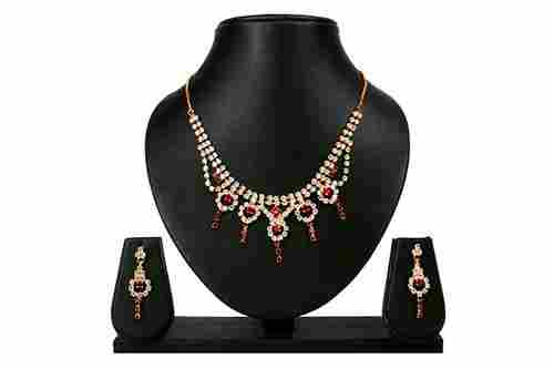 Multicolor Studded Necklace Earring Set