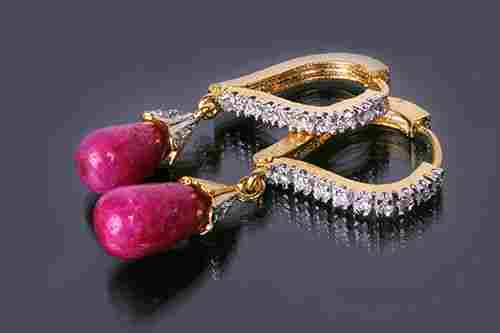 Pink Drops Diamond Studded Earrings