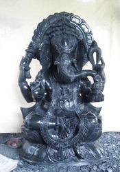 Lord Ganesha Black Granite Statue