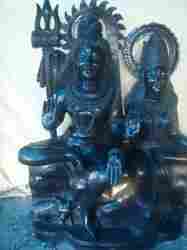 Lord Shiva Parvati Black Granite Stone Statue