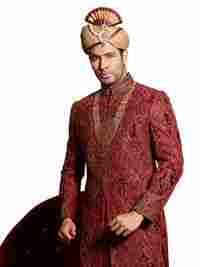 Designer Royal Red Sherwani