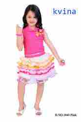 Girls Pink Top & White Frock