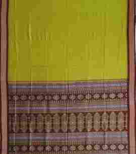 Handwoven Citrine And Maroon Traditional Bomkai Cotton Saree