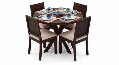 4 Seat Round Dining Table Set Mahogany Finish
