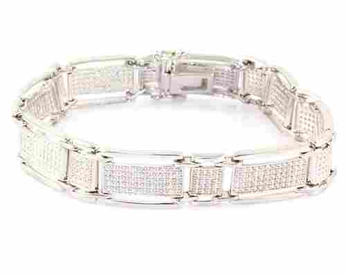 92.5 Sterling Silver Bangle With American Diamond & Cz