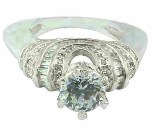 Ethnic White Gold Plated Ring With CZ Stones