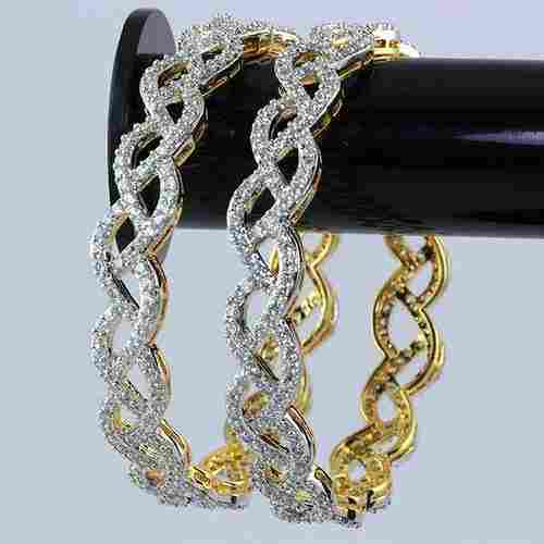 Gold Plated Bangles Embedded With American Diamonds