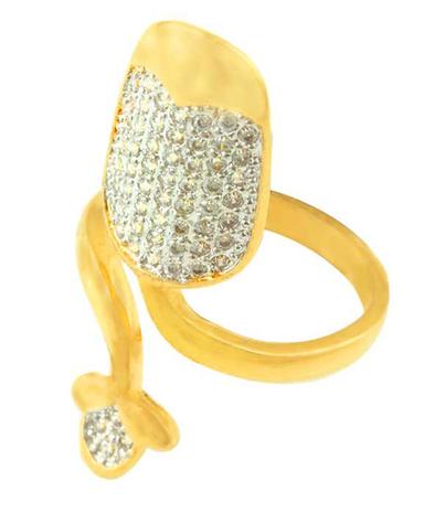 Gold Plated Gorgeous Nail Ring With Cz Stones