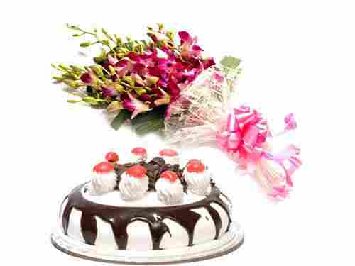 Orchids and black forest wonder Combo Cake