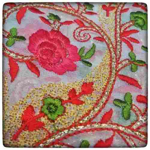 Embroidered Flower Georgette Fabric