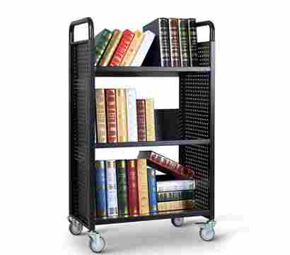 Single Side Library Book Cart With 3 Shelves