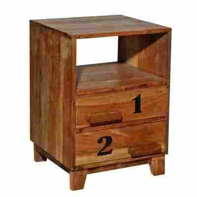 Wooden Bed Side Cabinet W/1 Shelf & 2 Drawers