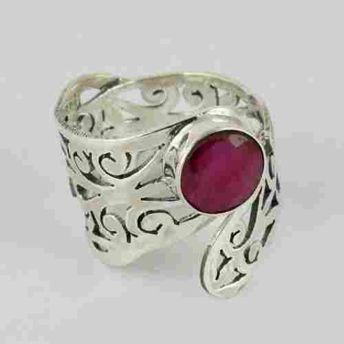 Store Of Love Red Dyed Ruby 925 Sterling Silver Rings
