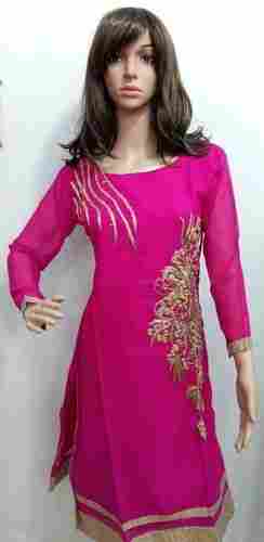 Straight Cut Embroidered Georgette Kurtis