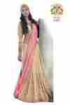 Beige and Pink Color Jacquard Saree