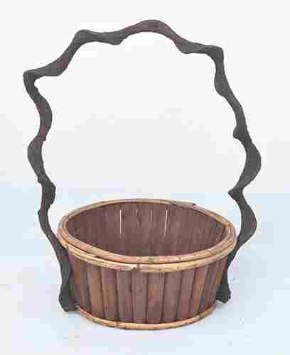 Wooden Basket With Handle