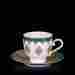 Blue & White Gold-Lined Porcelain Tea Cup & Saucer Set