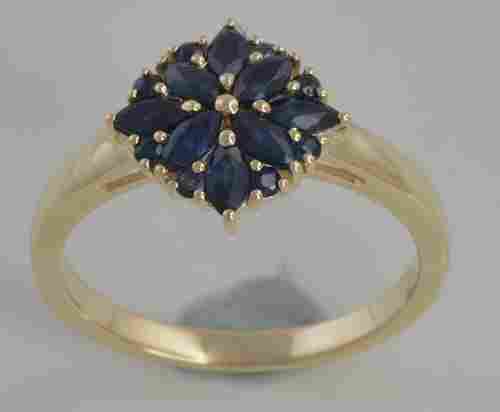 Latest Unique Design 9 Kt Yellow Gold Elegant Beautiful 1.20 Ct Blue Sapphire Gemstone Wedding Ring