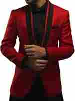 Stylish Red Jute One Button Tuxedo Suit