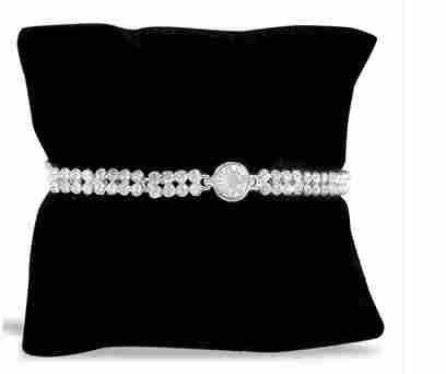 Stone Embellished Silver Bracelet 