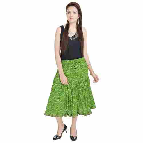 Sanganeri Floral Green Short Skirt
